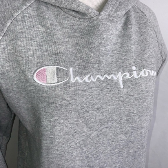 Champion Gray Fleece Hoodie Pink & White Logo XL - Picture 5 of 13